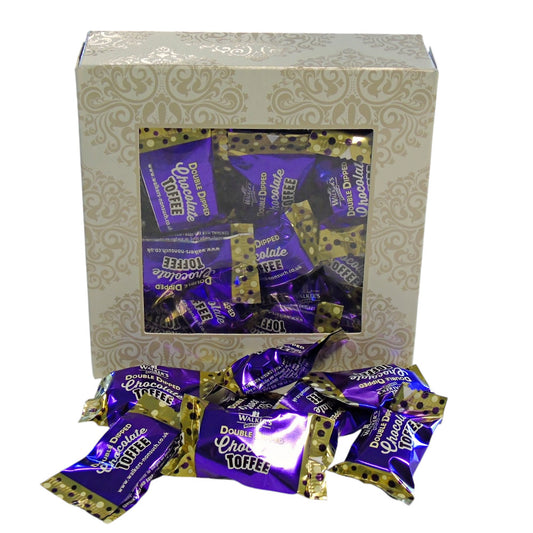 250g Square Window Box of Walkers Double Dipped Chocolate Toffee