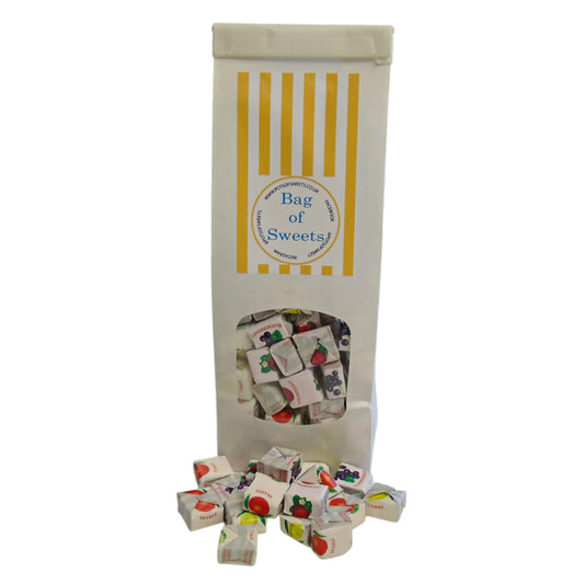 Sachet sucré de 350 g de caramels aux fruits à mâcher fruités