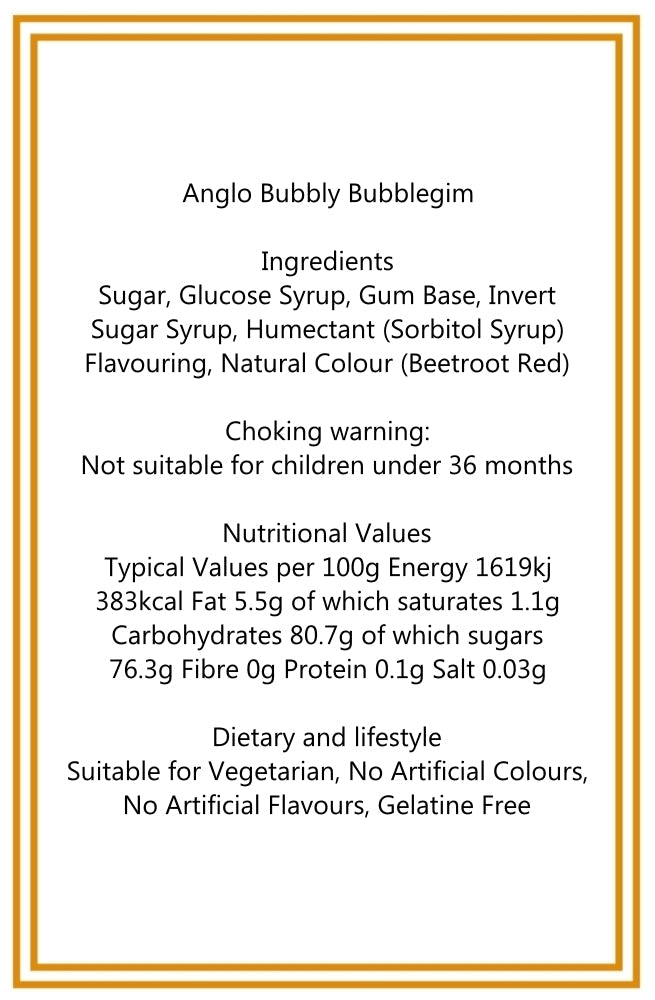 300g Square Window Pattern Box of Anglo Bubble Bubblegum