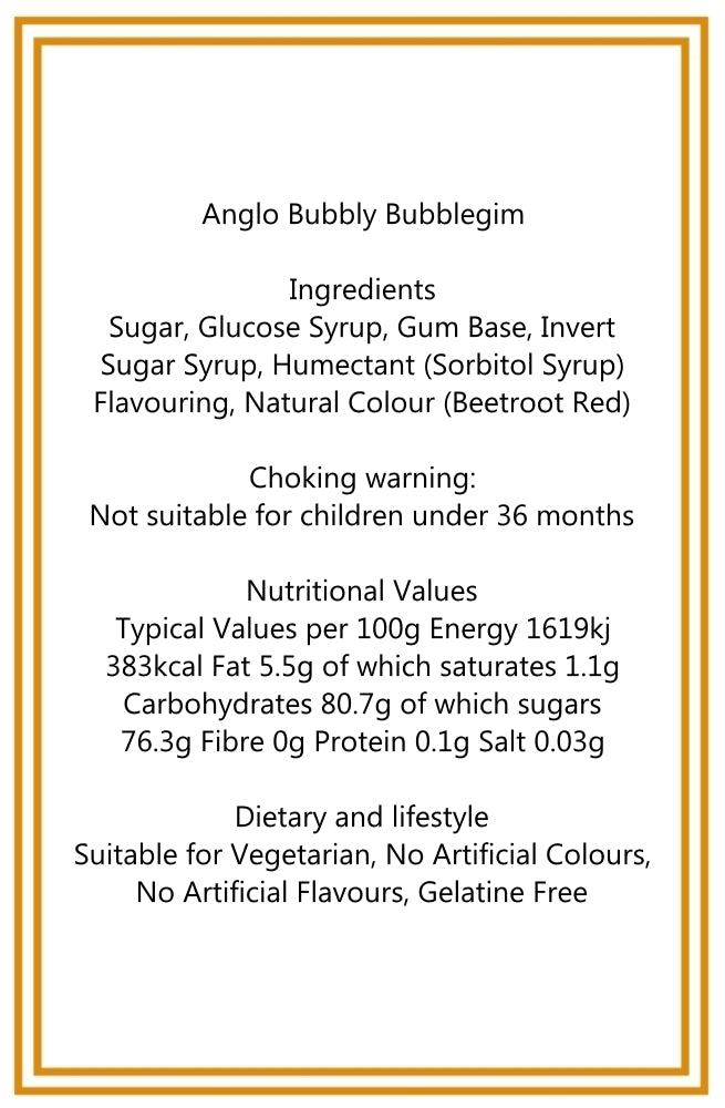 200g White Cardboard Tube of Anglo Bubble Bubblegum