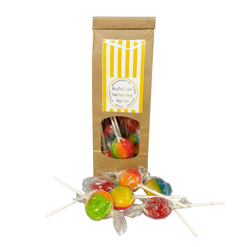 Bag of 9 Mix Mega Lollies Tropical Traffic Lights and Tutti Fruity 3 of each