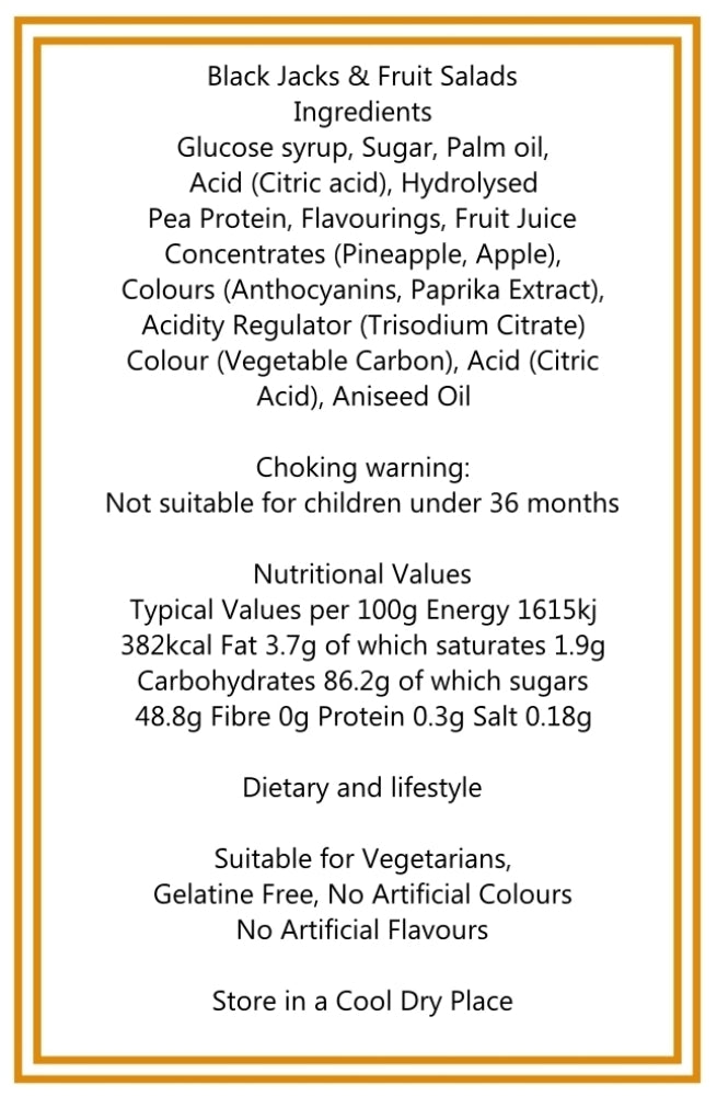 300g Square Box of Black Jacks and Fruit Salads