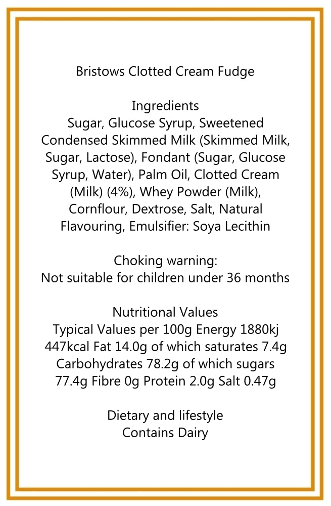 300g Bag of Bristows Clotted Cream Fudge