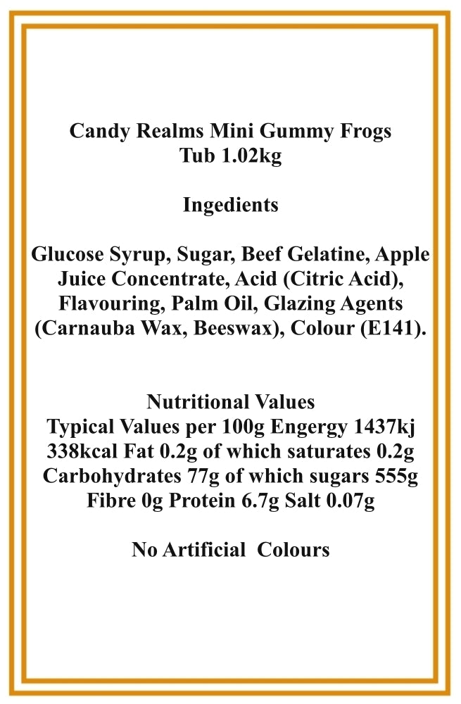 Candy Realms Mini Gummy Frogs Tub 1.02kg