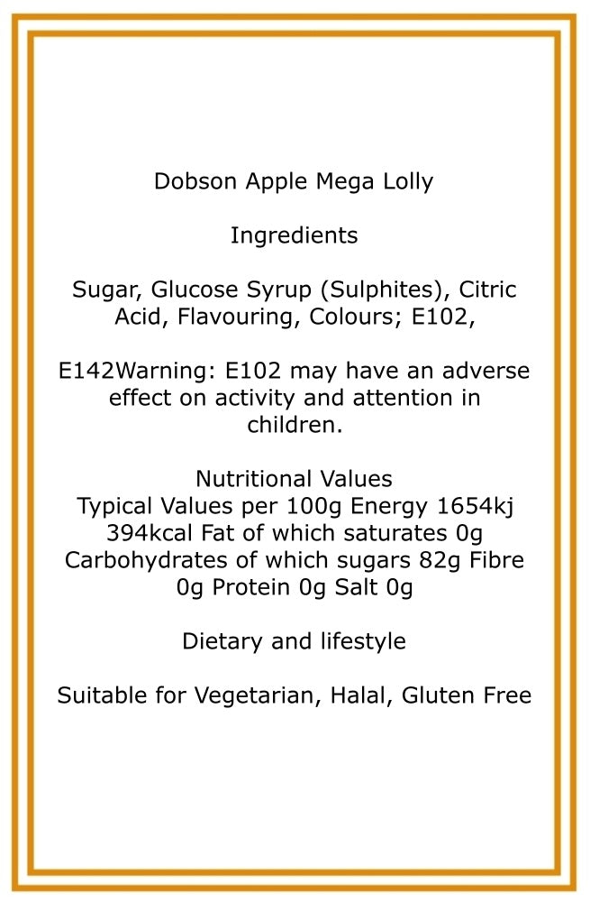 Bag of 10 Dobsons Apple Mega Lollies
