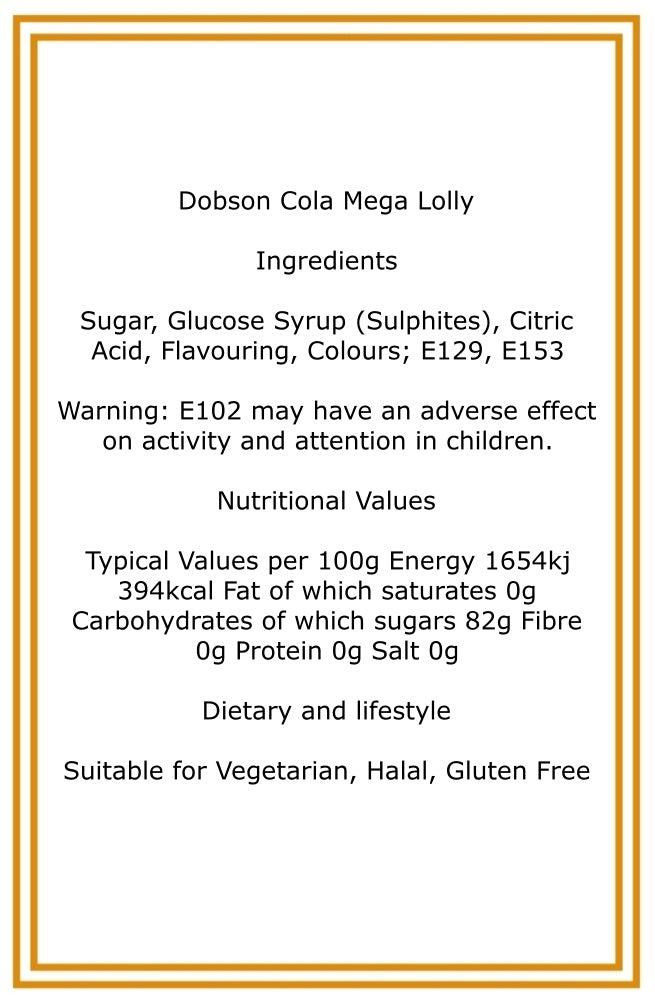 Bag of 10 Dobsons Cola Mega Lollies
