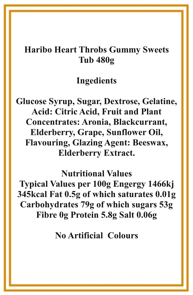 Haribo Heart Throbs Gummy Sweets Tub 480g