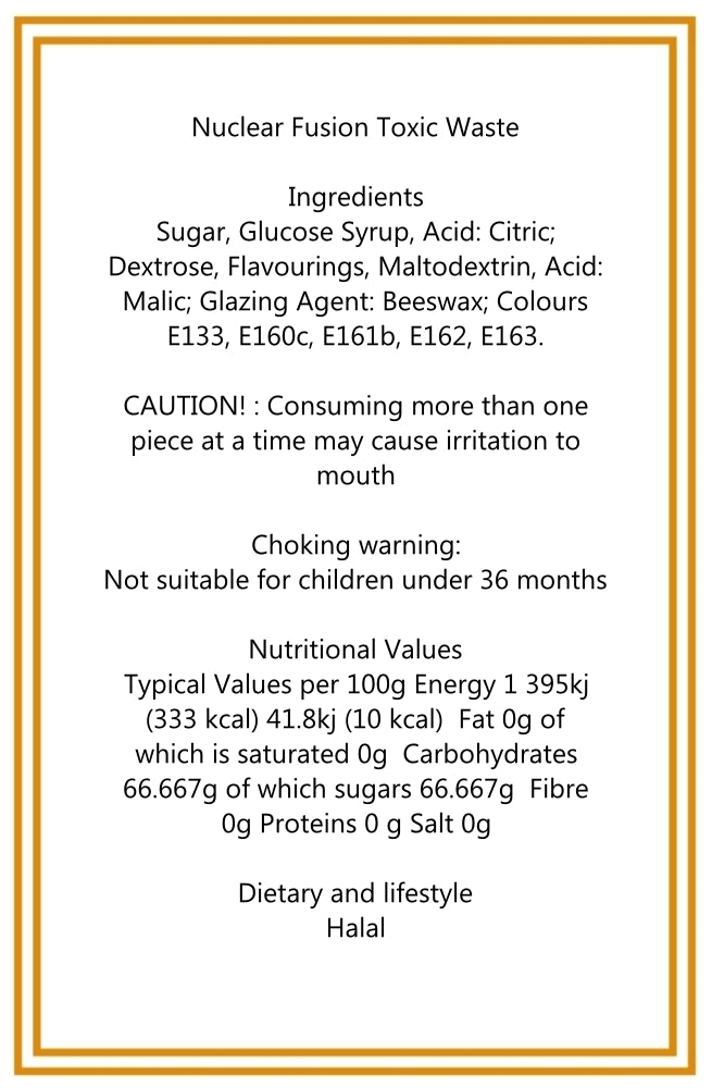 250g Rectangular Box Pattern of Toxic Waste Nuclear Fusion Super Sour Sweets
