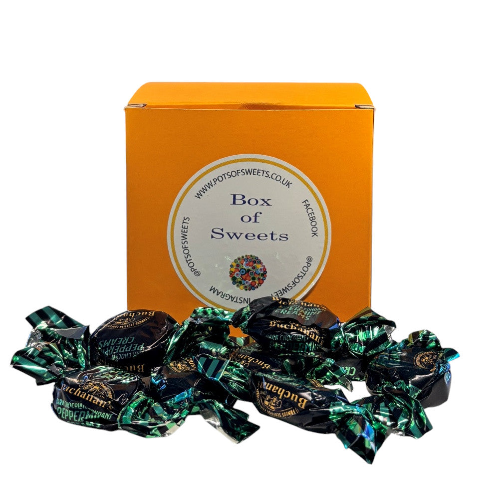 300g Square Box of Buchanan's Chocolate Peppermint Creams