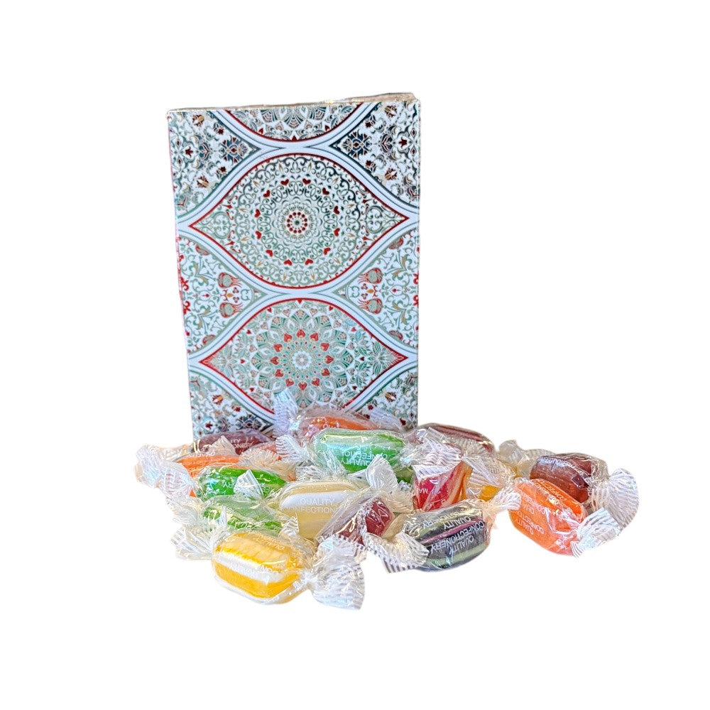 250g Rectangular Box Pattern of Buchanans Winter Mix Hard Boiled Sweets
