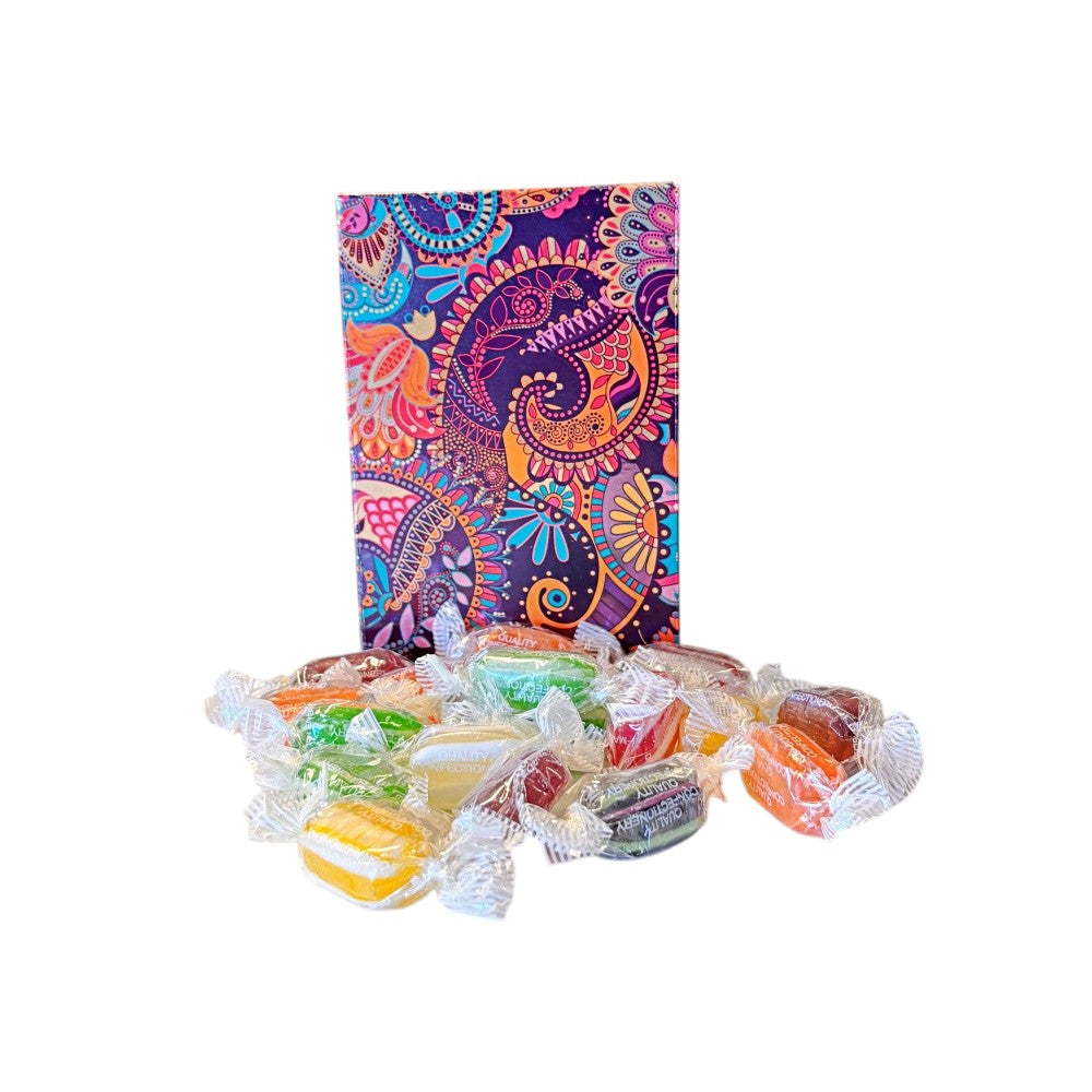 250g Rectangular Box Pattern of Buchanans Winter Mix Hard Boiled Sweets
