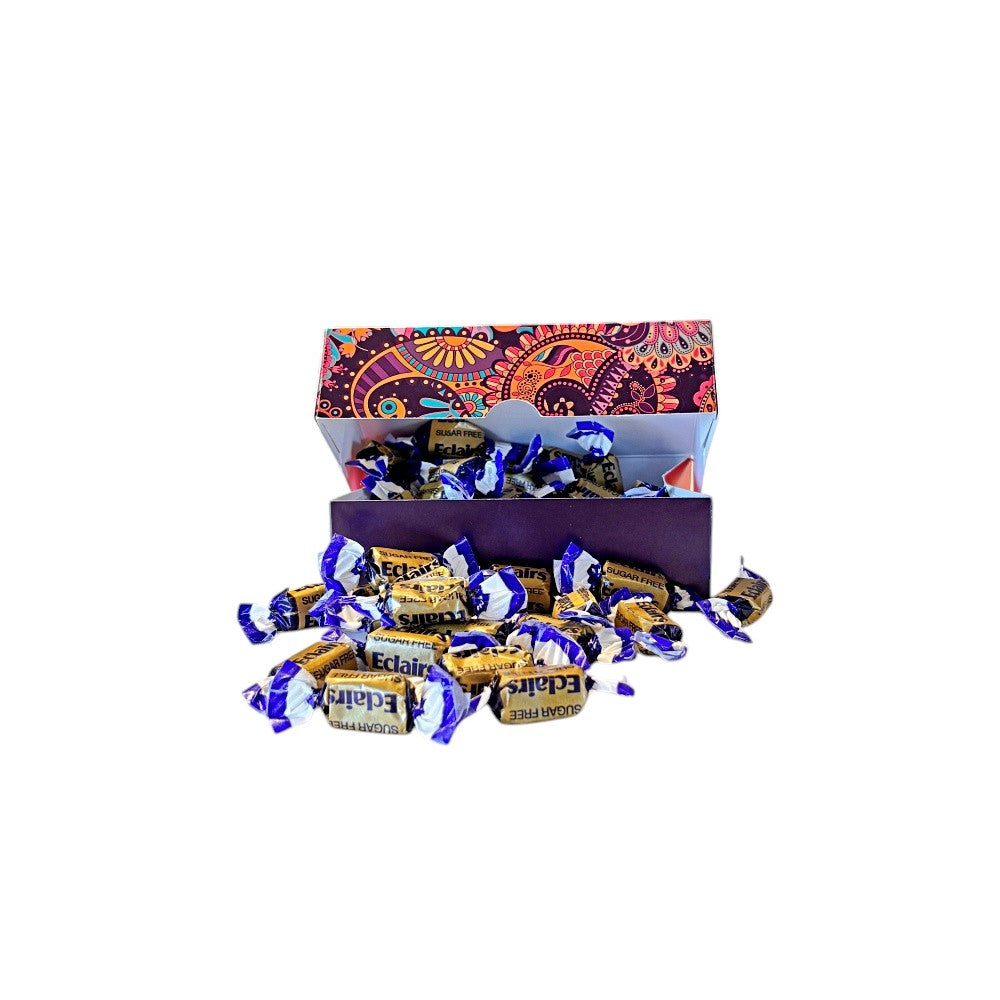 250g Rectangular Box Pattern of Sugar Free Chocolate Eclairs