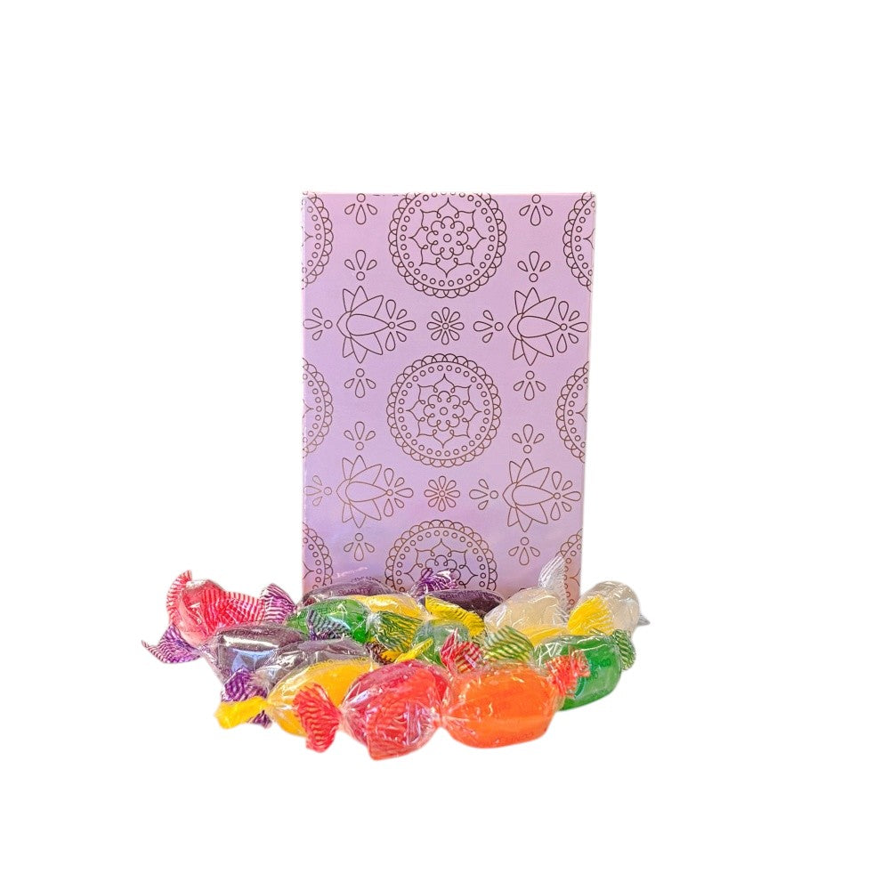 250g Rectangular Box Pattern of Hard Boiled Fruit Drop Sweet