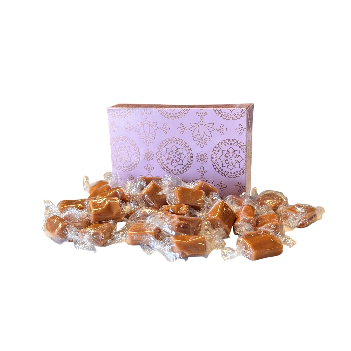 250g Rectangular Patterned Box of Bristows Salted Caramel Fudge