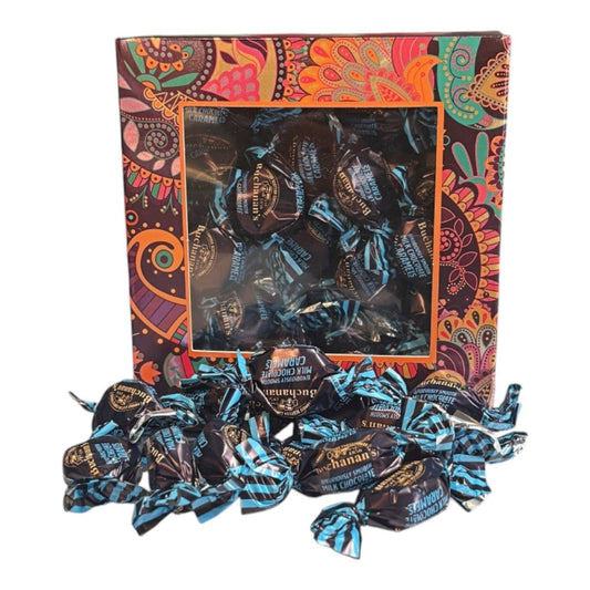 300g Square Window Pattern Box of Buchanans Milk Chocolate Caramel Toffees