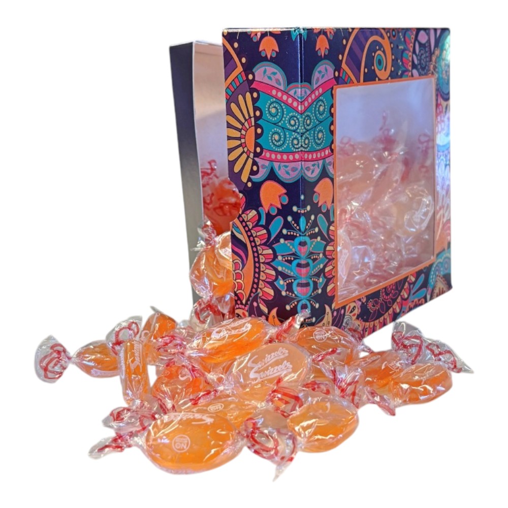 300g Square Window Paisley Pattern Box of Barley Sugar Sweets
