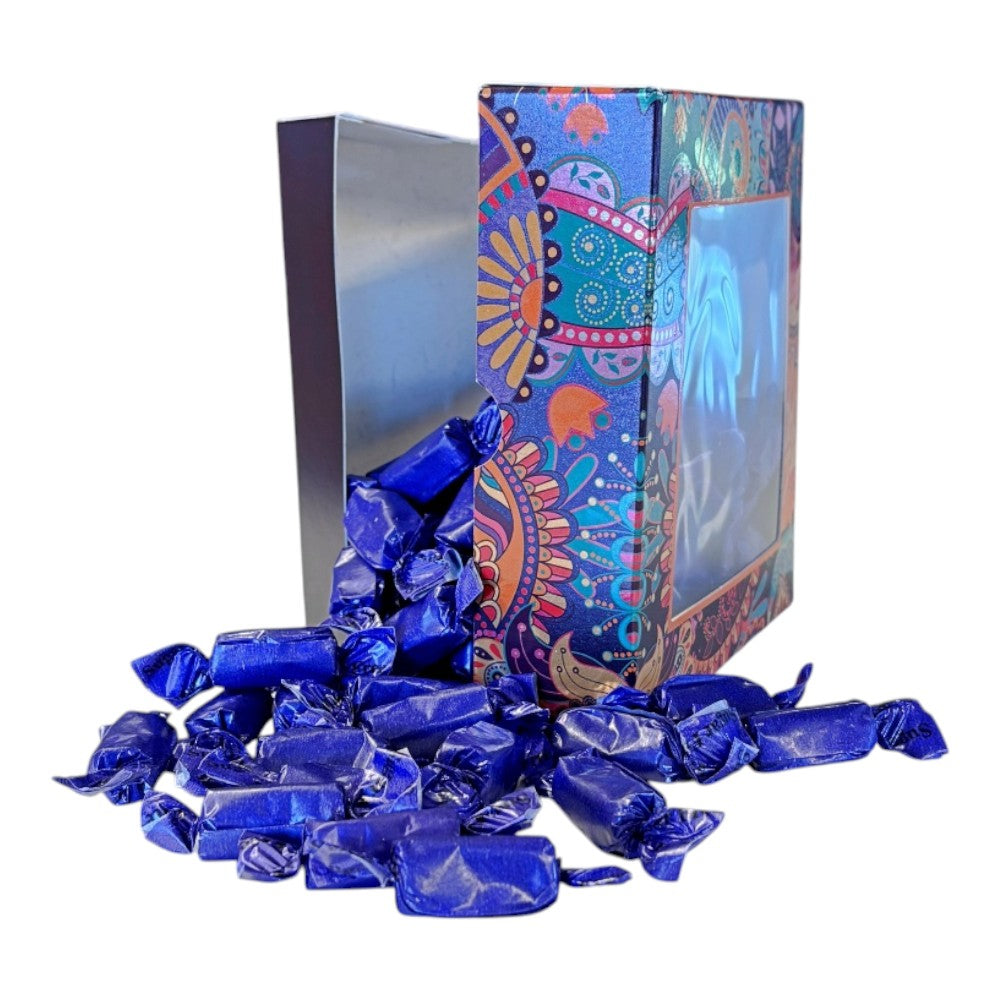 300g Square Window Paisley Pattern Box of Sugar Free Liquorice Toffee