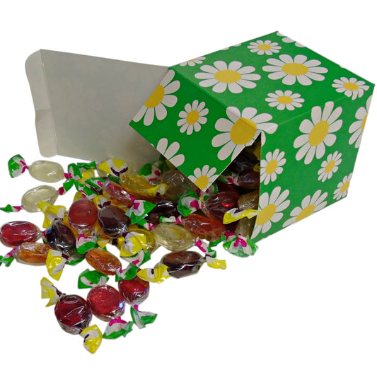 300g Square Flower Pattern Box of Hard Boiled Fruit Drop Sweet