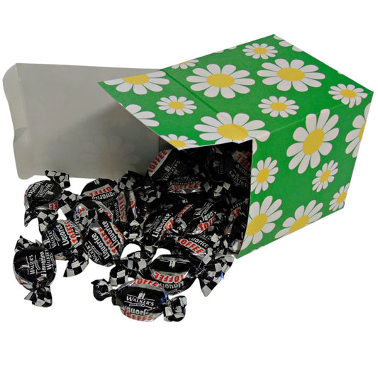 300g Square Flower Pattern Box of Walkers Liquorice Toffee