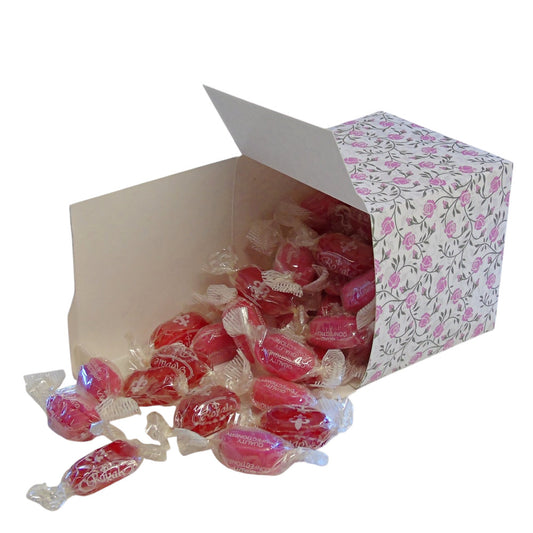 300g Square Flower Pattern Box of Strawberry Sherbets Sweets