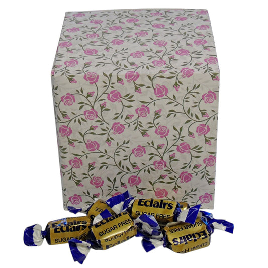 300g Square Flower Pattern Box of Sugar Free Chocolate Eclairs