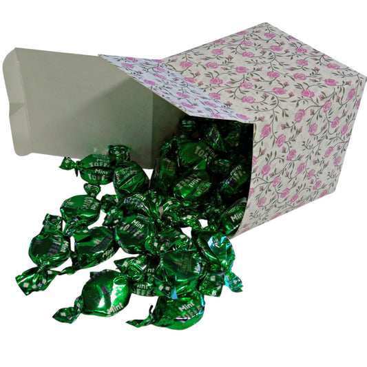 300g Square Flower Pattern Box of Walkers Mint Toffee