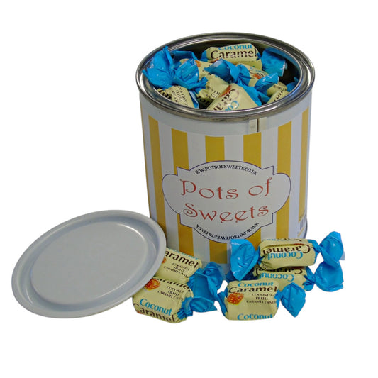 250g Paint Pot Tin of YUMMYs Coconut Caramel Chews