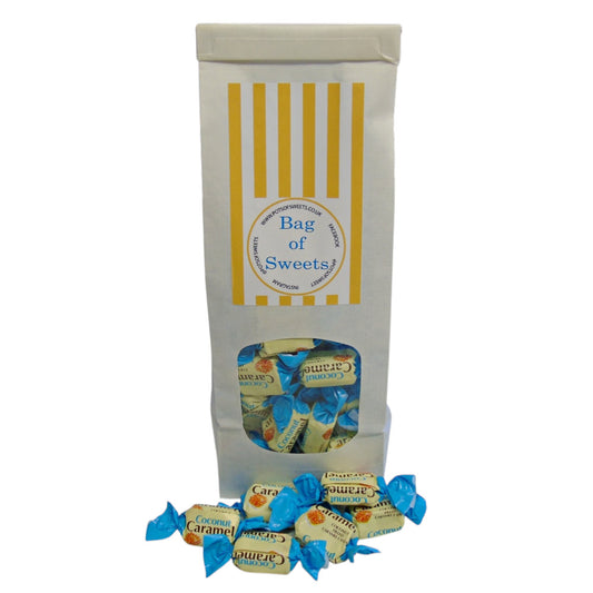 300g Tin Tie Bag of YUMMYs Coconut Caramel Chews