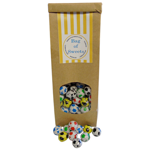 300g Tin Tie Bag of Individually Wrapped Chocolate Flavoured Footballs