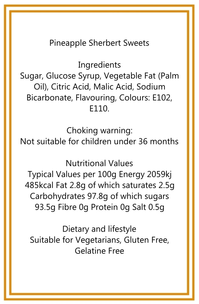 200g Tube of Sherbet Pineapple Sweets