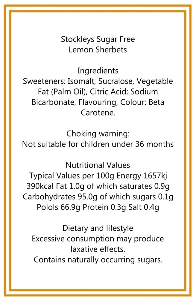 300g Square Window Pattern Box of Sugar Free Sherbet Lemons