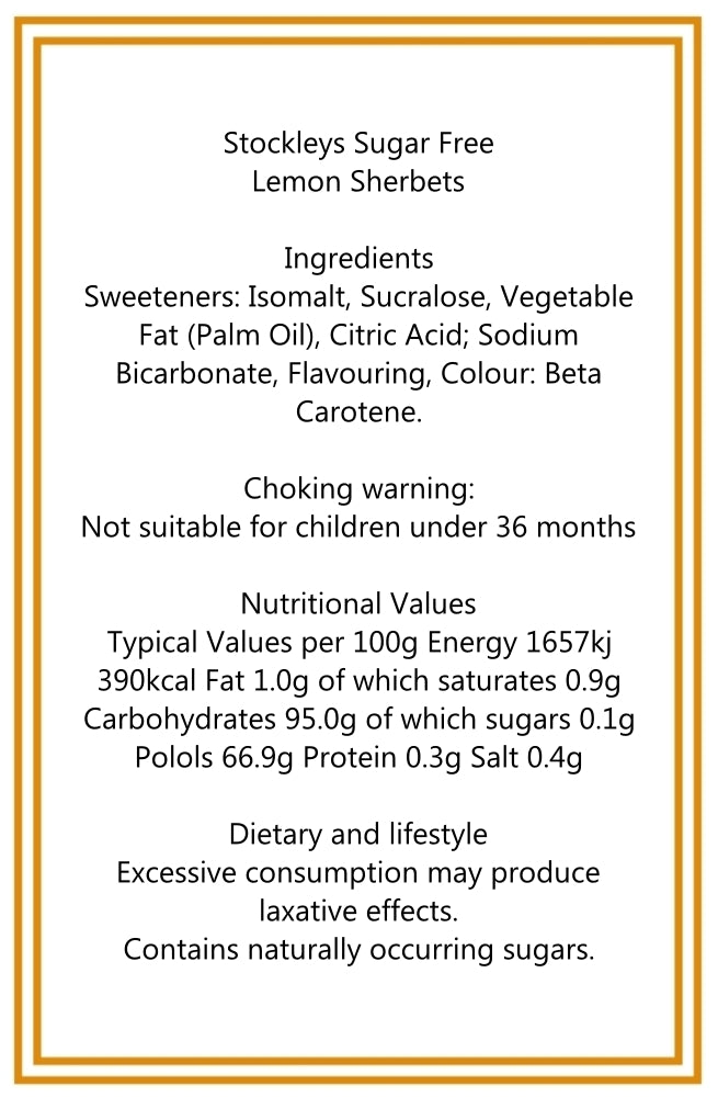 250g Rectangular Box Pattern of Sugar Free Sherbet Lemons