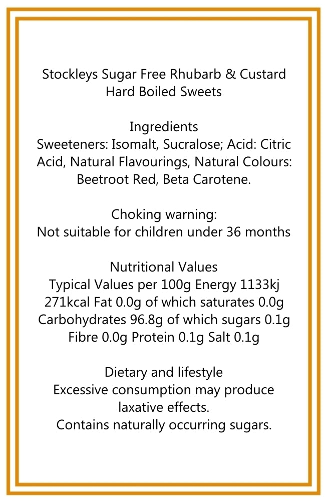 200g Tube of Sugar Free Rhubarb and Custard