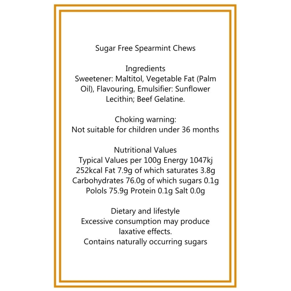250g Cotton Bag of Sugar Free Spearmint Chews