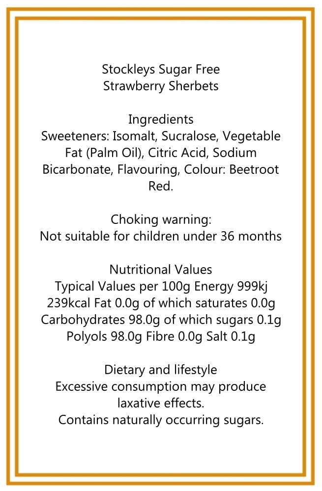 300g Square Window Pattern Box of Sugar Free Strawberry Sherbets Sweets