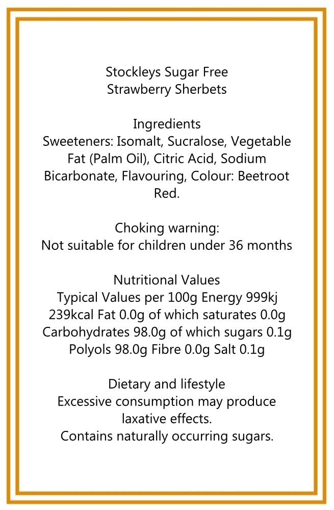 300g Square Window Ivory White Pattern Box of Sugar Free Strawberry Sherbets Sweets