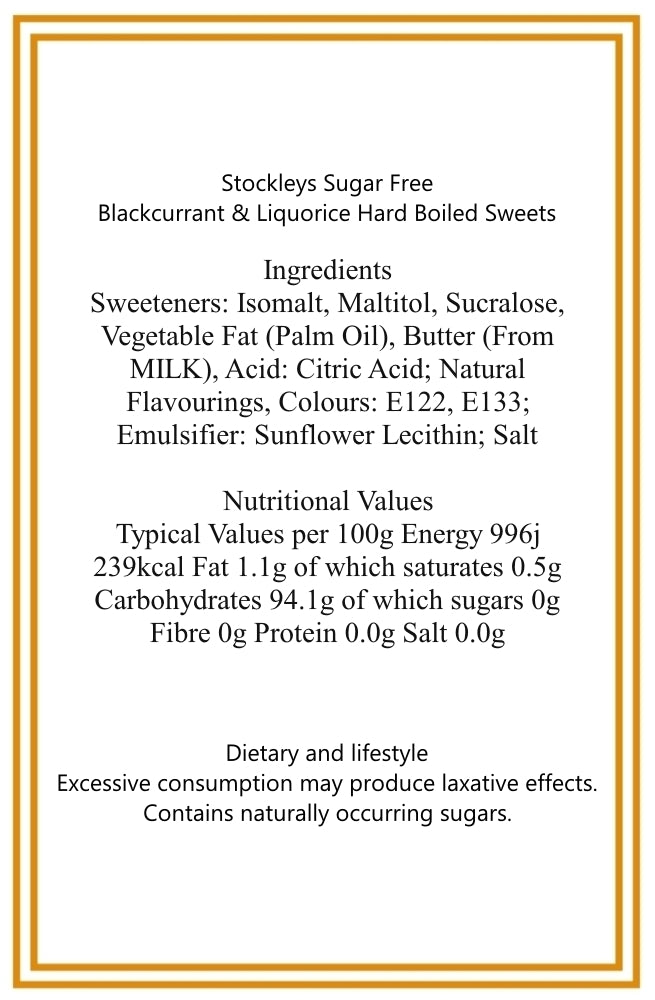 250g Pouch of Sugar Free Blackcurrant and Liquorice