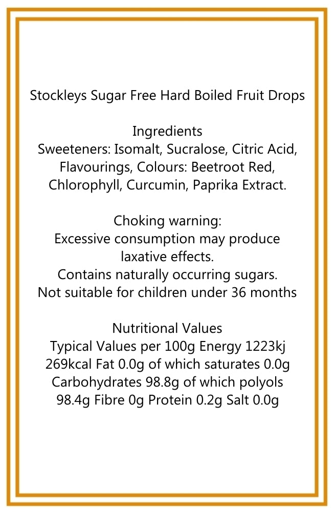 Sachet de 300 g de gouttes de fruits sans sucre Stockleys