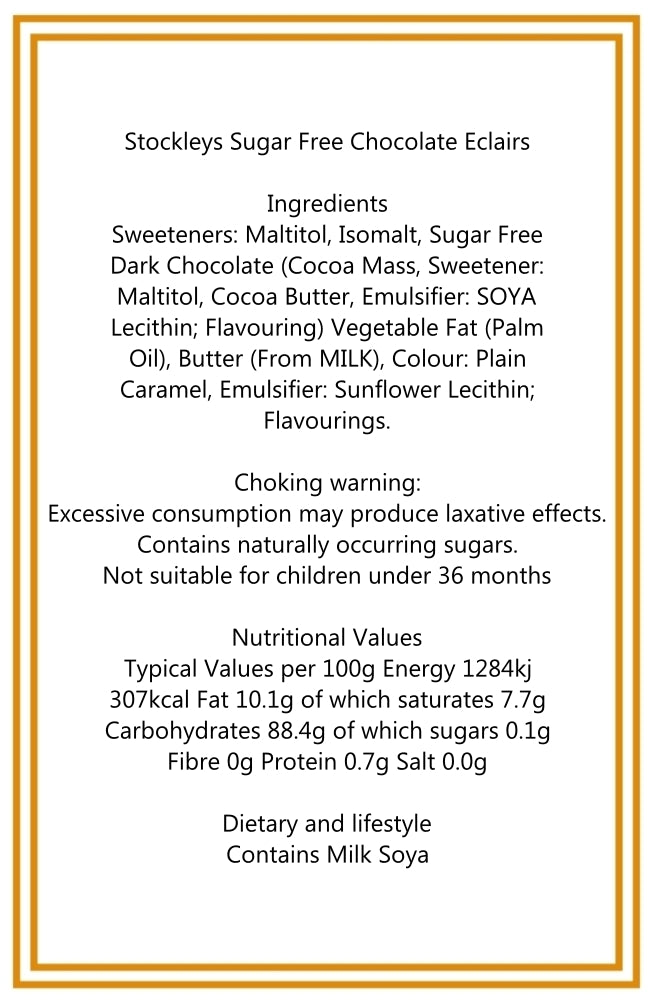 300g Square Window Ivory White Pattern Box of Sugar Free Chocolate Eclairs