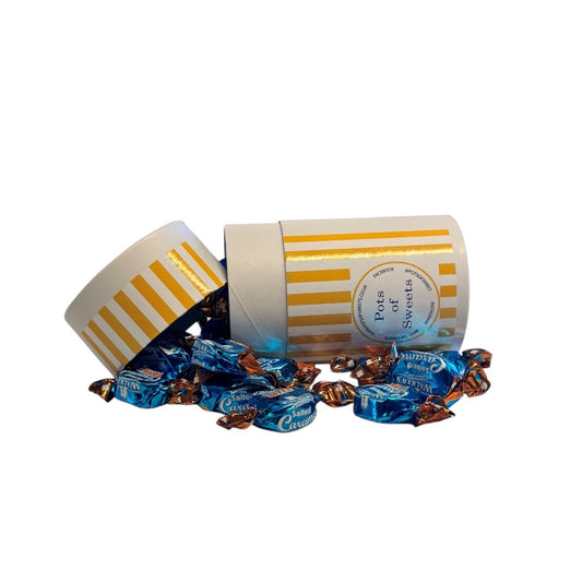 200g White Cardboard Tube of Walkers Salted Caramel Toffee