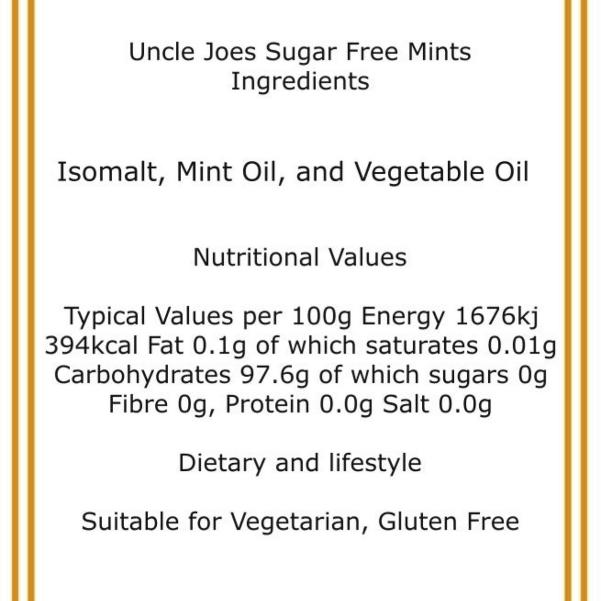 350g Rectangular Patterned Box of Uncle Joes Sugar Free Mints