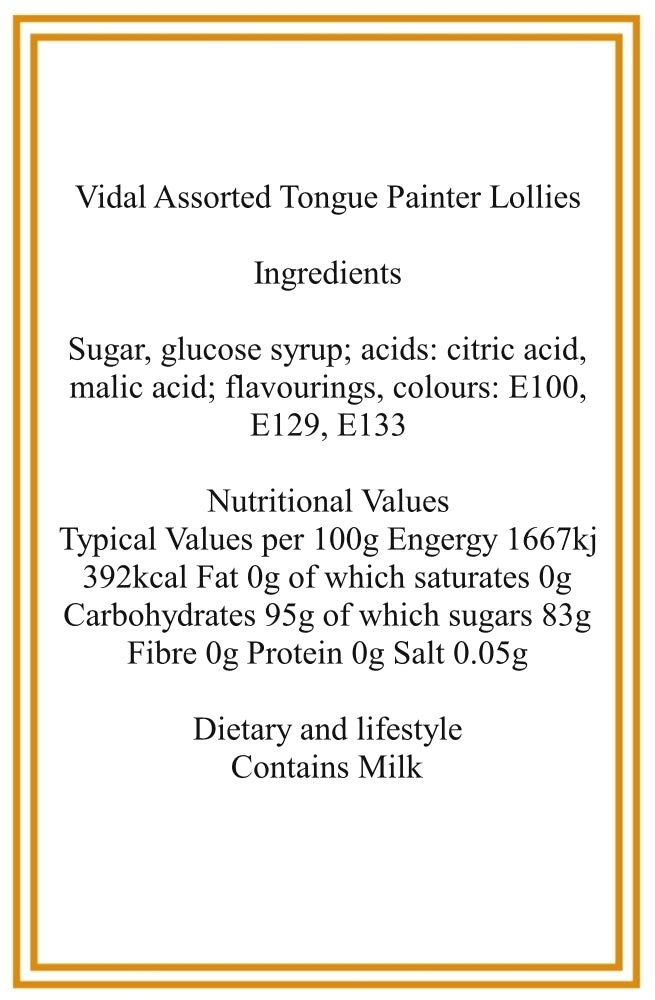 300g Tin Tie Bag of Individually Wrapped Vidal Assorted Tongue Painter Lollies