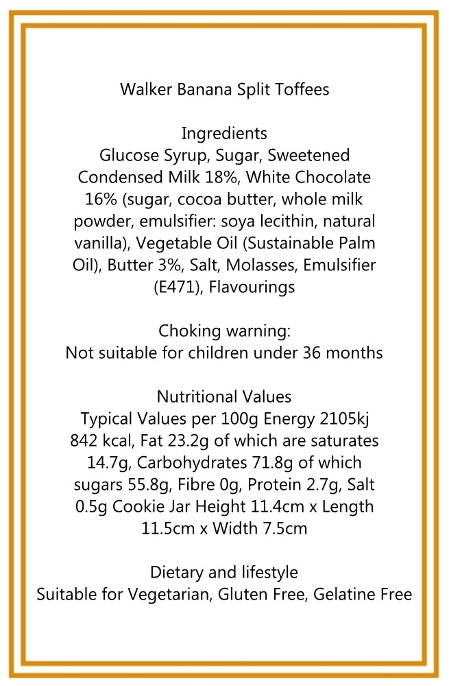 200g Tube of Walkers Banana Eclairs Toffee