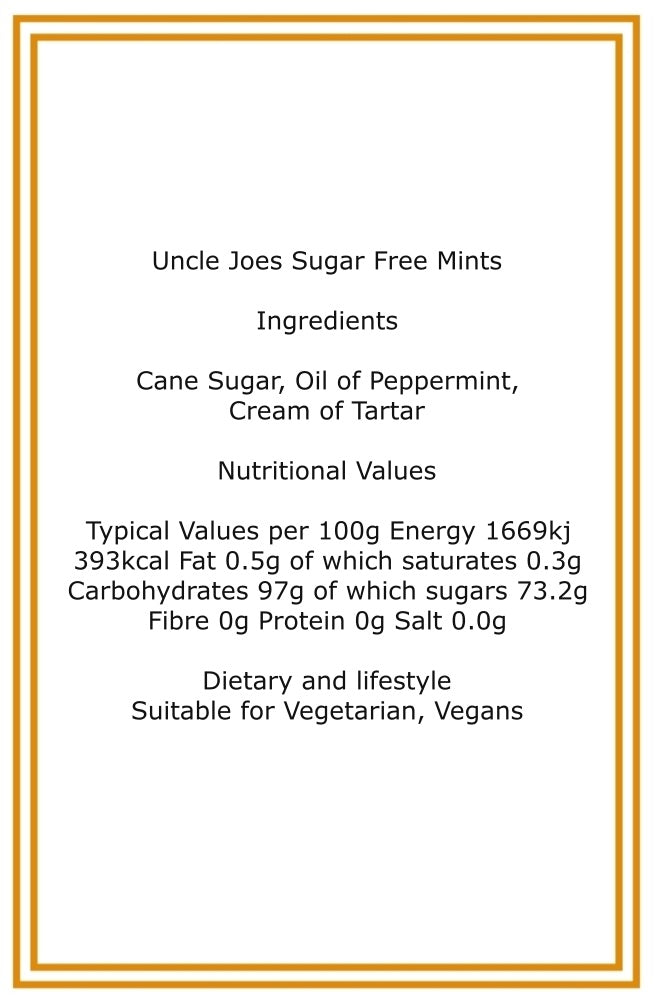 250g Pouch of Uncle Joes Sugar Free Mints