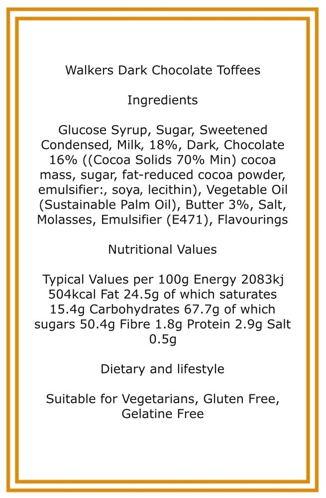 250g Pouch of Walkers Dark Chocolate Toffee