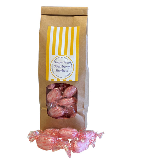 300g Bag of Sugar Free Strawberry Sherbets Sweets