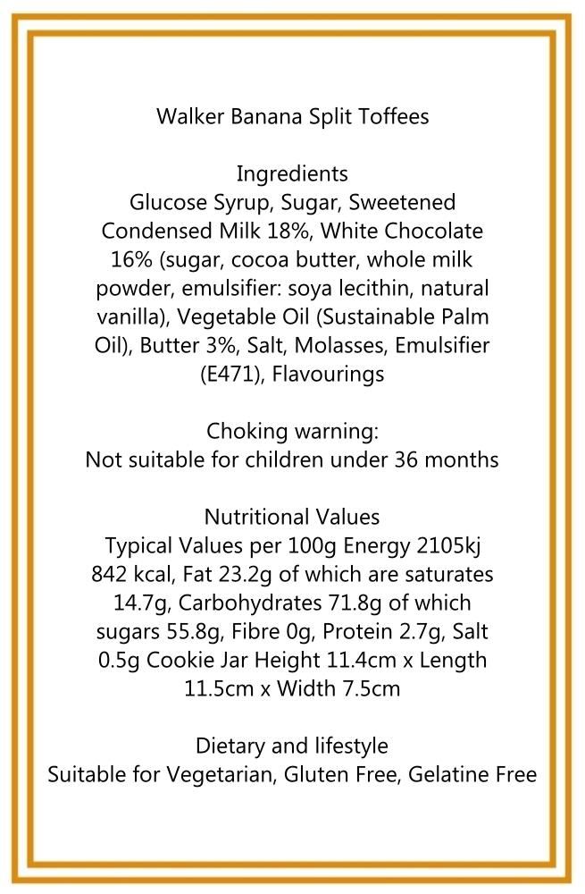 350g Rectangular Box of Walkers Banana Eclairs Toffee