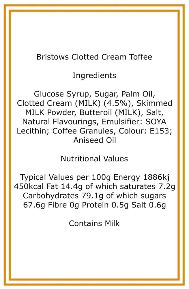 350g Rectangular Box of Bristows Clotted Cream Toffee