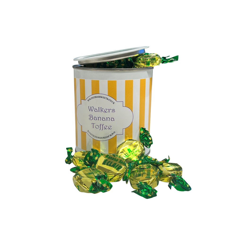 Pot de peinture en boîte de 250 g de caramels éclairs à la banane Walkers