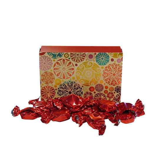 250g Rectangular Patterned Box of Buchanan Raspberry Caramel Toffee